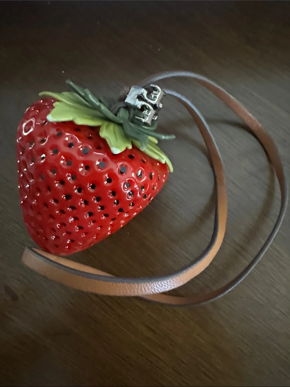 Tory Burch Strawberry Pendant Bag Charm - Red & Green with leather $130